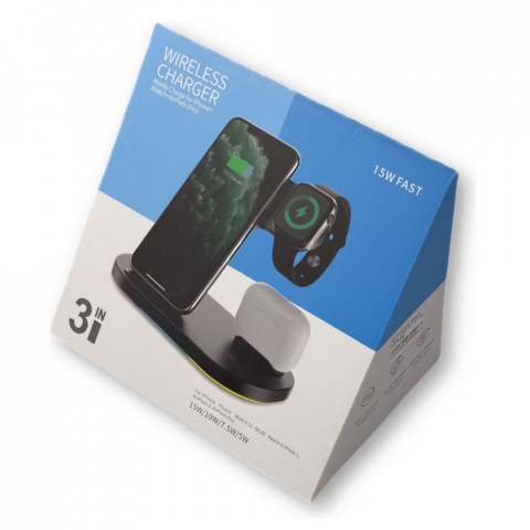 Бездротова зарядка стенд Smart 3 in 1 Fast 15W Z7 (white)